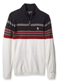 U.S. Polo Assn. Men’s Multi Stripe 1/4 Zip Sweater, navy