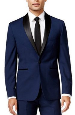 Vince Camuto Slim Navy Solid Shawl Lapel One Button New Men’s Sport Coat.