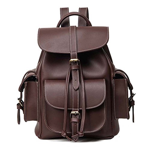 Women Backpack Purse PU Leather Vintage Drawstring Casual Daypack