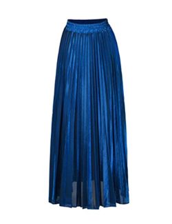 Women’s Luster Elegant Pleated A Line Long Maxi Elastic Waist Retro Skirt
by Geckoistail
