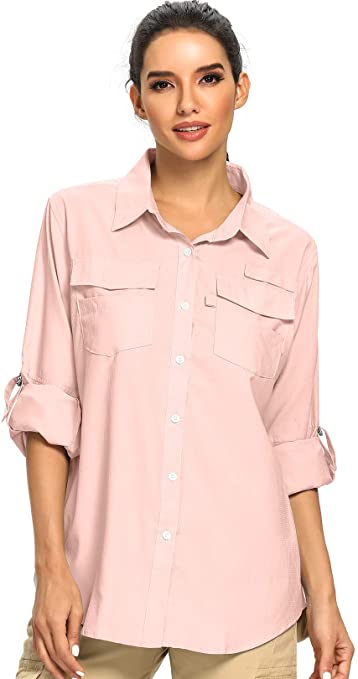 Women’s UPF 50+ UV Protection Shirt, Long Sleeve Fishing Hiking Shirt, Quick Dry Breathabl ...