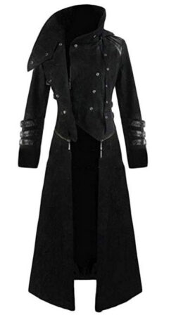 WSPLYSPJY Men Medieval Gothic Steampunk Long Coat Jacket Tuxedo Tailcoat Trench Coats black