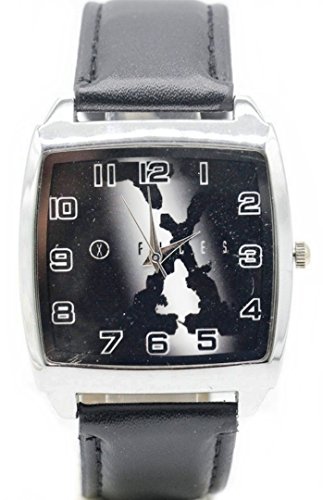 X-Files Logo Black Leather Band Wrist Watch by Main Street 24/7